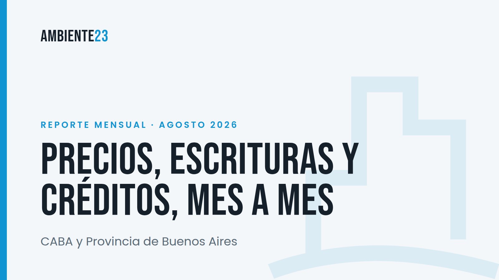 Mercado inmobiliario en Buenos Aires: precios, escrituras y créditos mes a mes